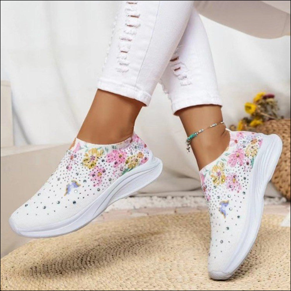 Women's Printed Butterfly Rhinestone Casual Sports Shoes