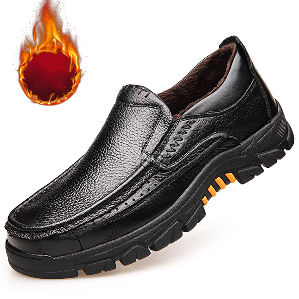 New Men's Leather Low Top Slip Resistant Moccasin Grip Leather Shoes