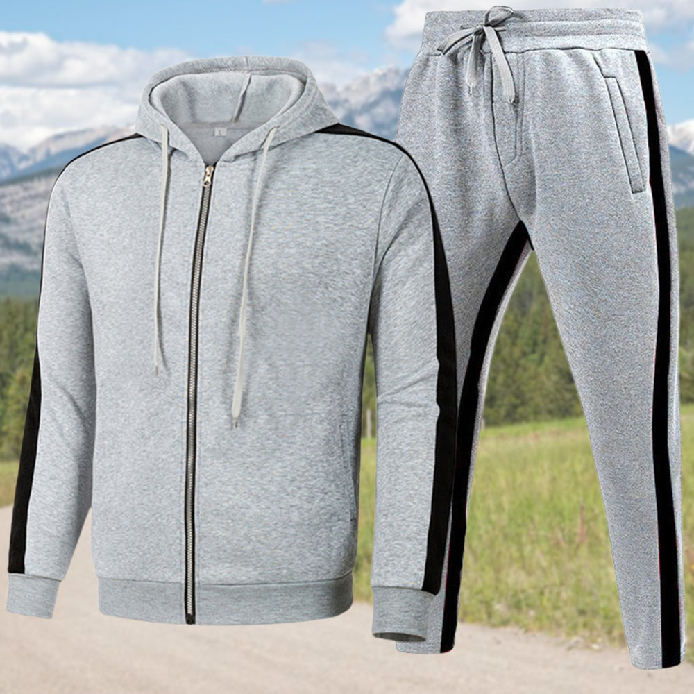 Men's fashionable loose hoodie patchwork sweatpants set